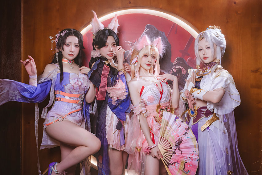 熾鹿、呱呱、DenKa、優珈(由左至右)四位人氣 Coser 化身《永劫無間》經典角色
