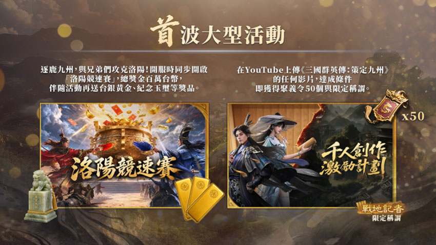 首波大型活動-洛陽競速賽與千人創作激勵計畫。