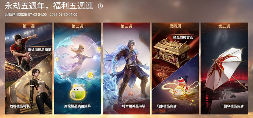 《永劫無間》永劫五周年,福利五周連-福利一覽